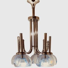 Vintage Murano Chandelier by AV Mazzega, Chrome & Glass, Italy, 1960s
