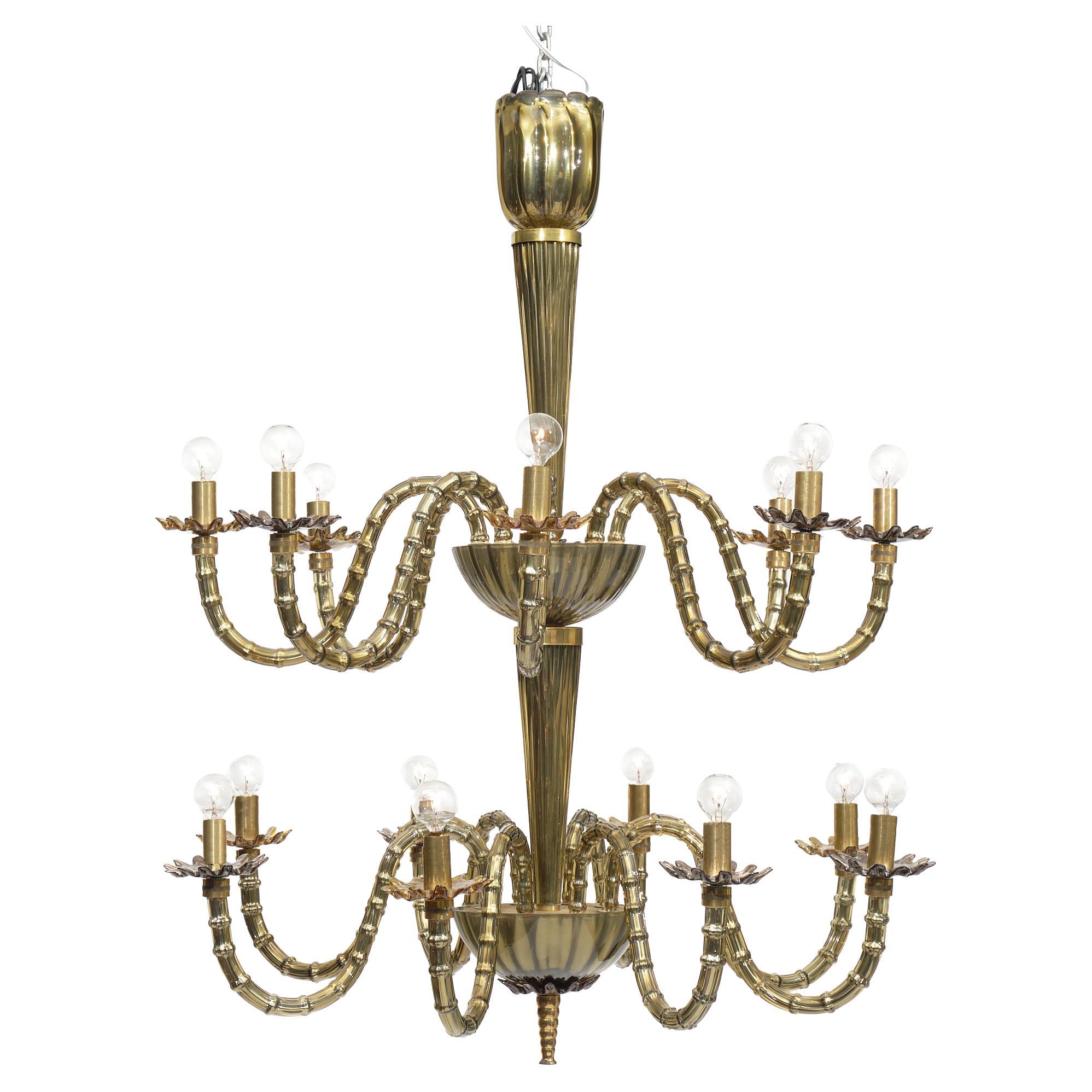 Vintage Murano Chandelier by Seguso For Sale