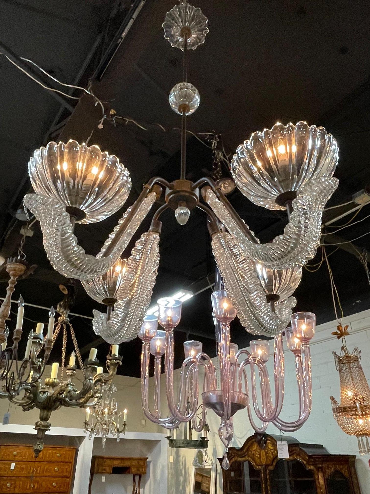 Blown Glass Vintage Murano Chandelier For Sale