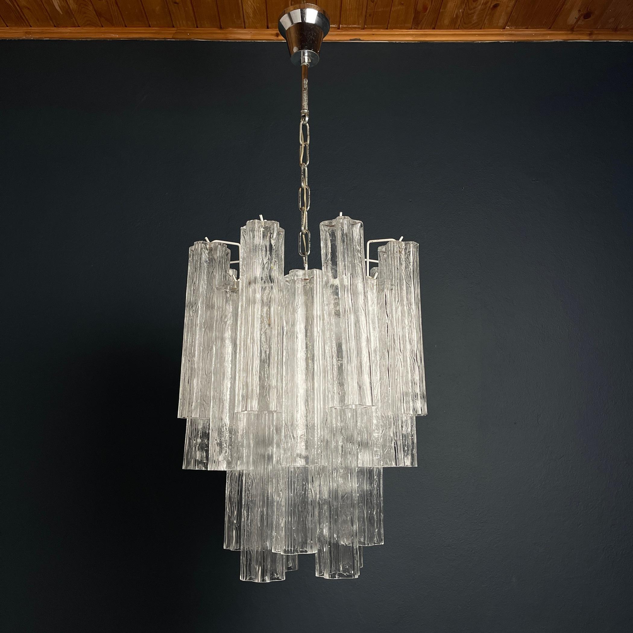 Vintage murano chandelier Tronchi by Toni Zuccheri for Venini Italy 1960s  For Sale 3