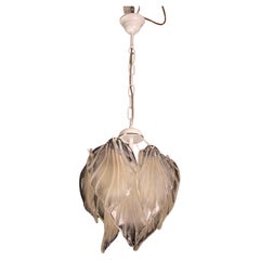 Vintage Murano chandelier with leaves of transparent and opaqque highlights