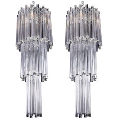 Vintage Murano Clear Glass Venini Chandeliers