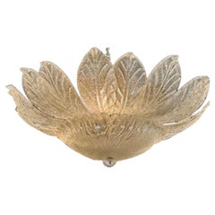 Vintage Murano Clear Granola Glass Leaf Form Chandelier