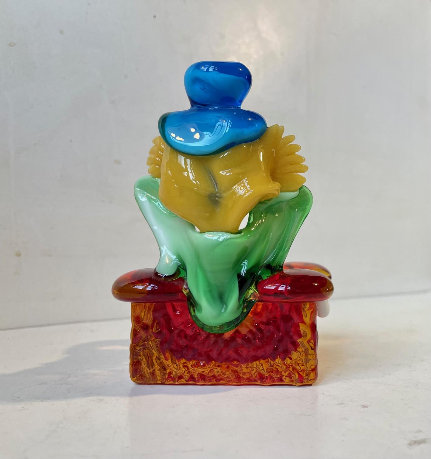 Mid-Century Modern Cendrier vintage en verre de Murano en forme de clown, années 1970 en vente