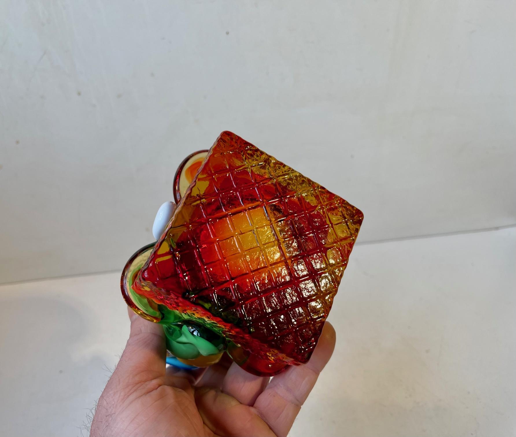 Mid-Century Modern Vintage Murano Clown Ashtray in Colored Glass, 1970s For Sale