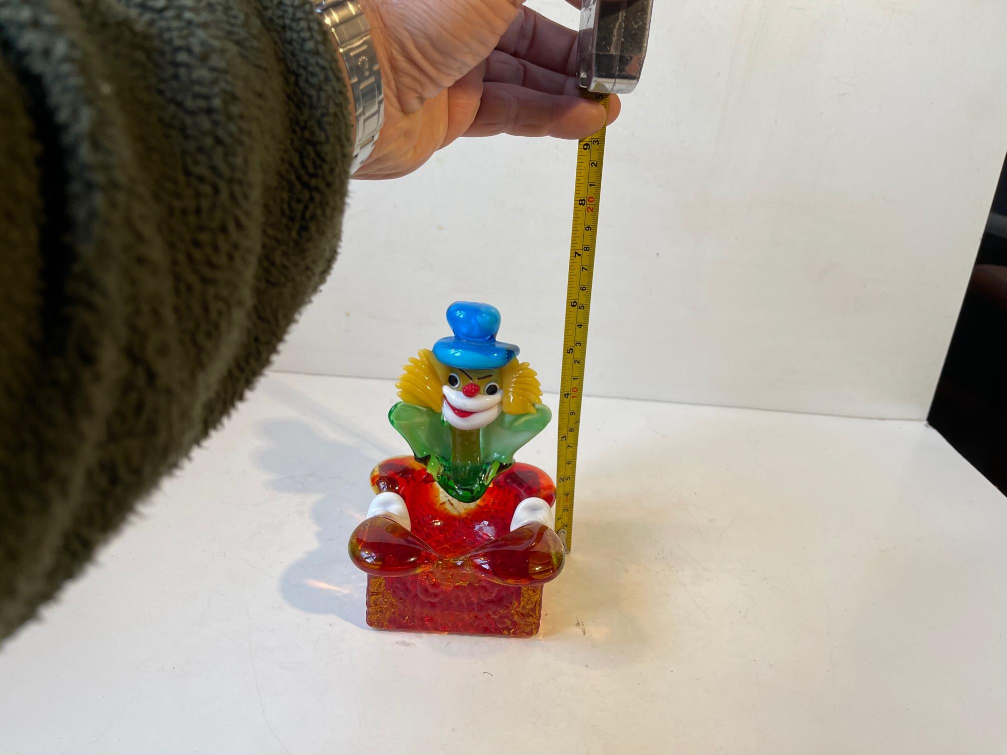 Italian Vintage Murano Clown Ashtray in Colored Glass, 1970s For Sale