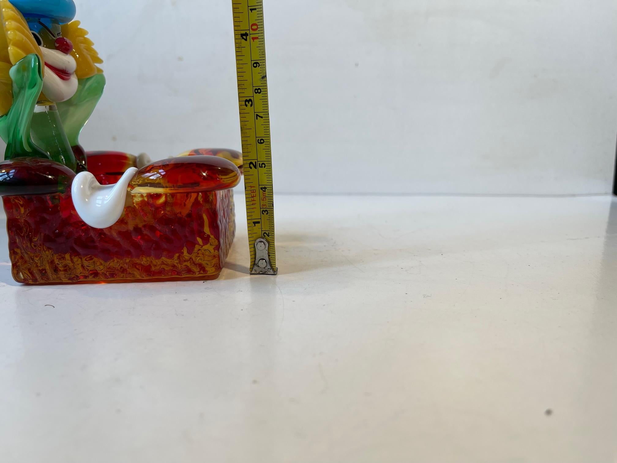 Late 20th Century Vintage Murano Clown Ashtray in Colored Glass, 1970s For Sale