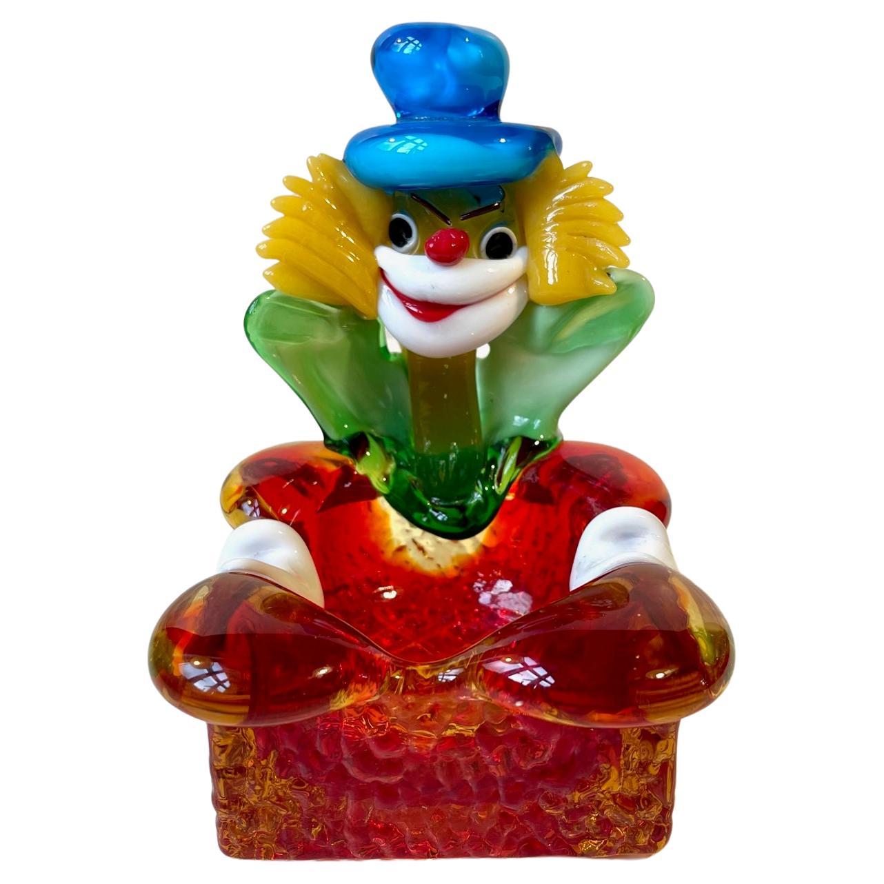 Vintage Murano Clown Ashtray in Colored Glass, 1970s For Sale