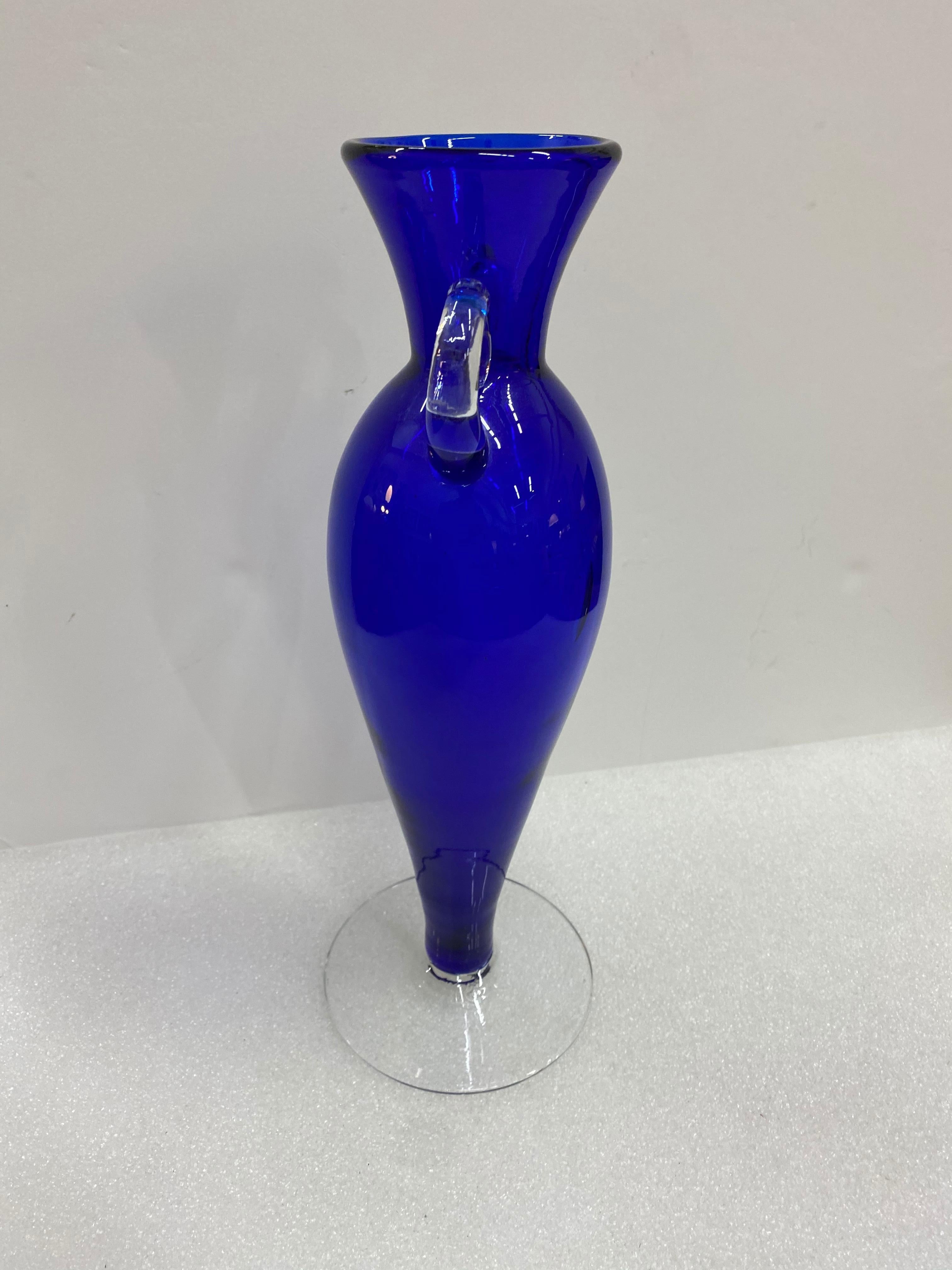 Vintage Murano Cobalt Blue Glass Flower Vase 3