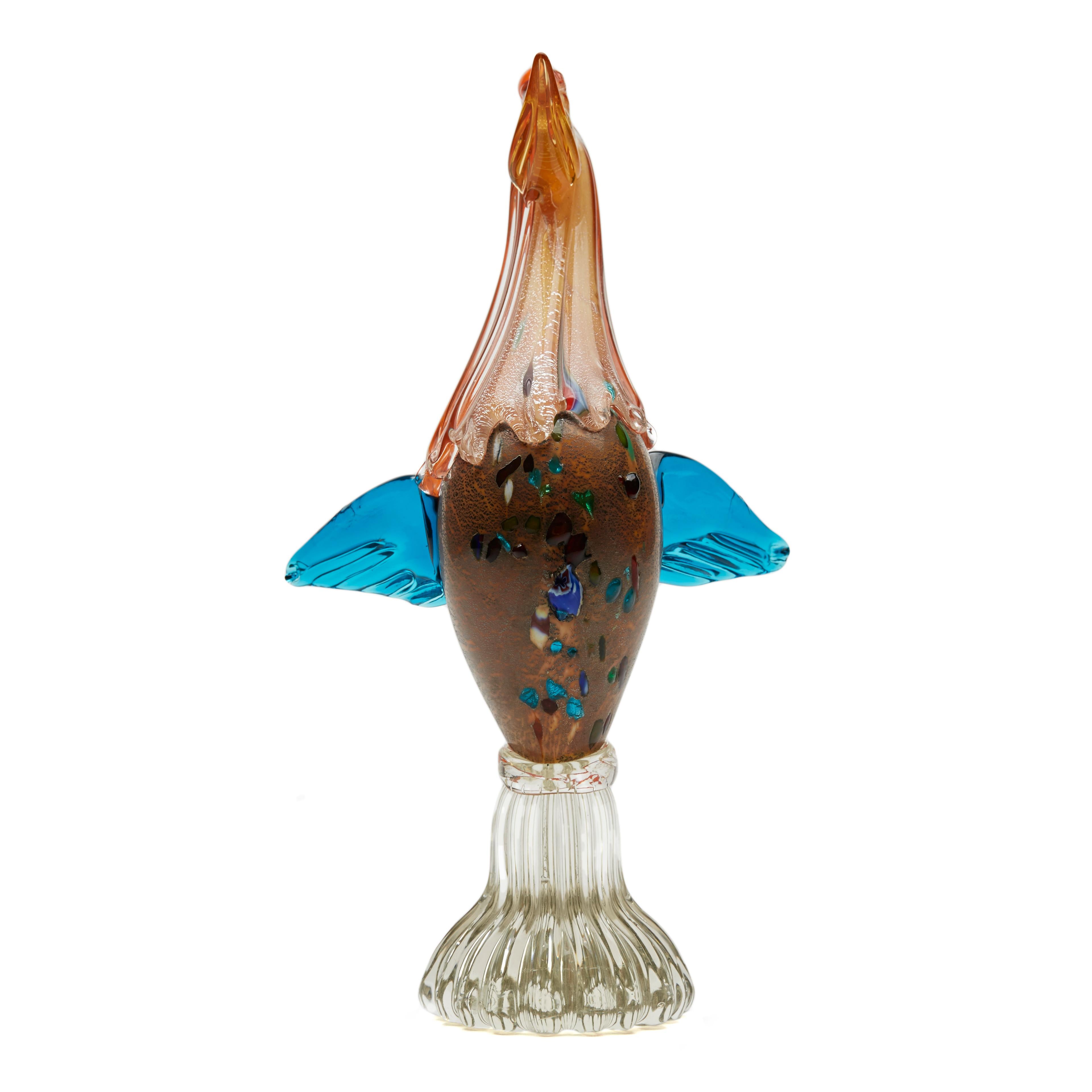 Mid-Century Modern Vintage Murano Coloured Glass Bird For Sale