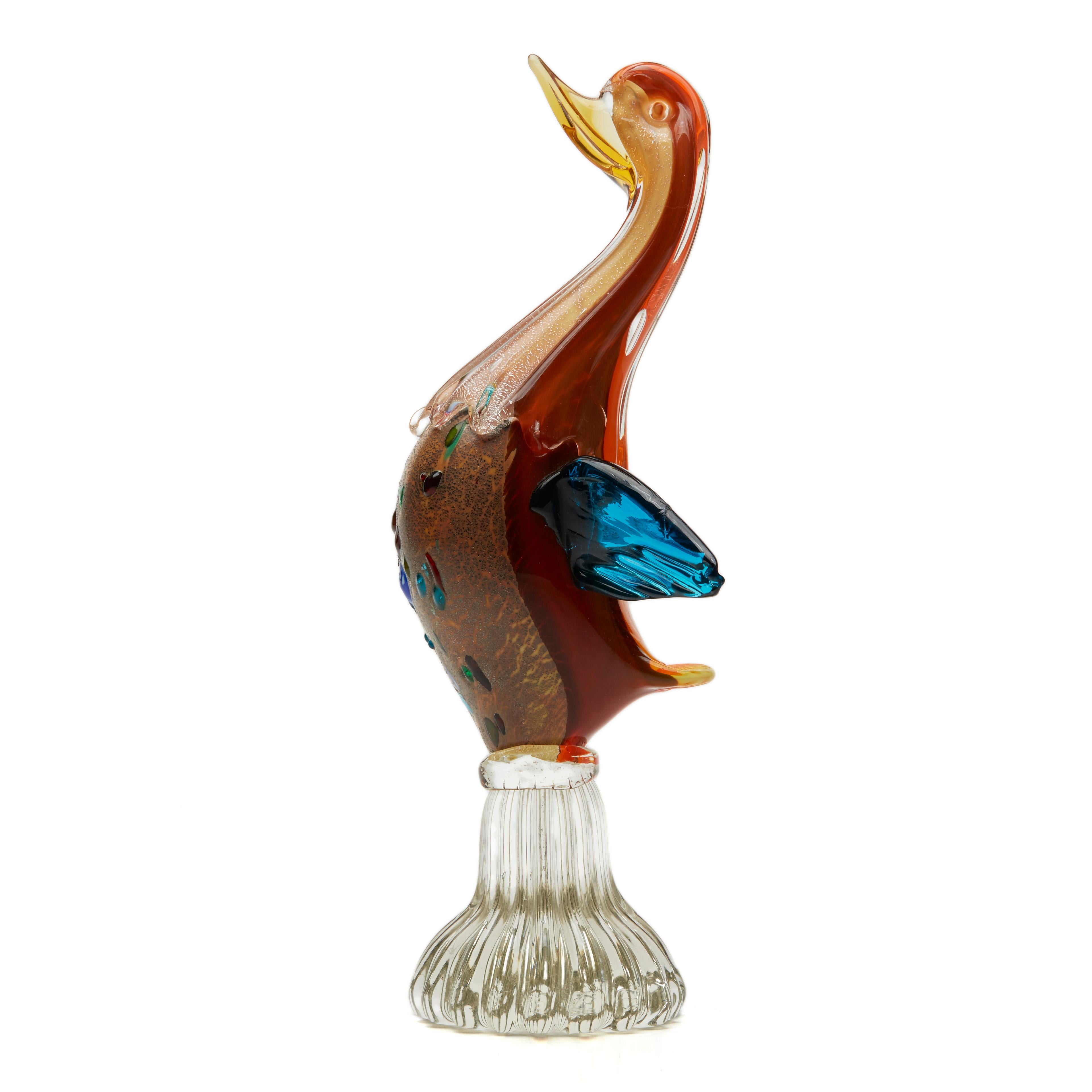 Italian Vintage Murano Coloured Glass Bird For Sale