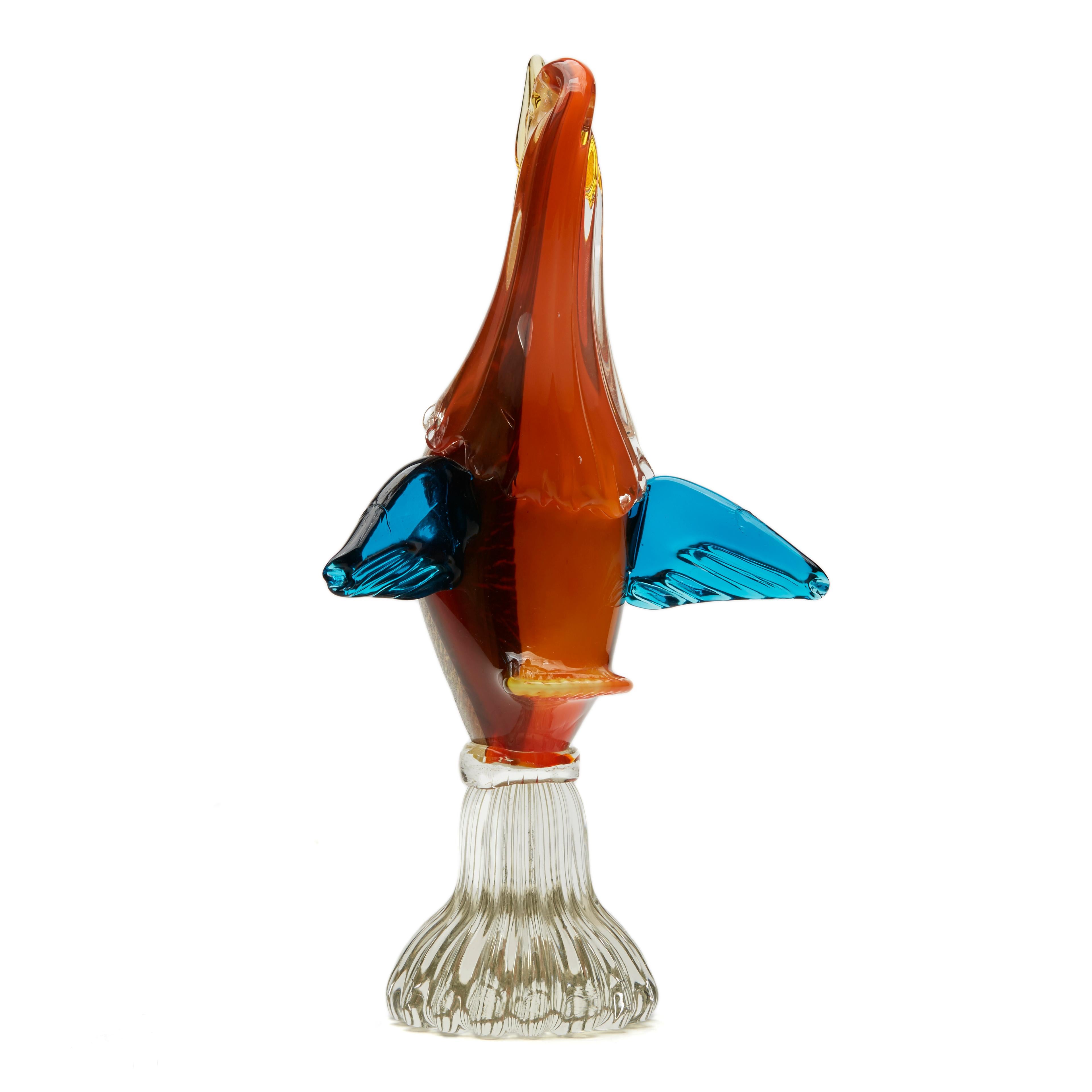 Hand-Crafted Vintage Murano Coloured Glass Bird For Sale