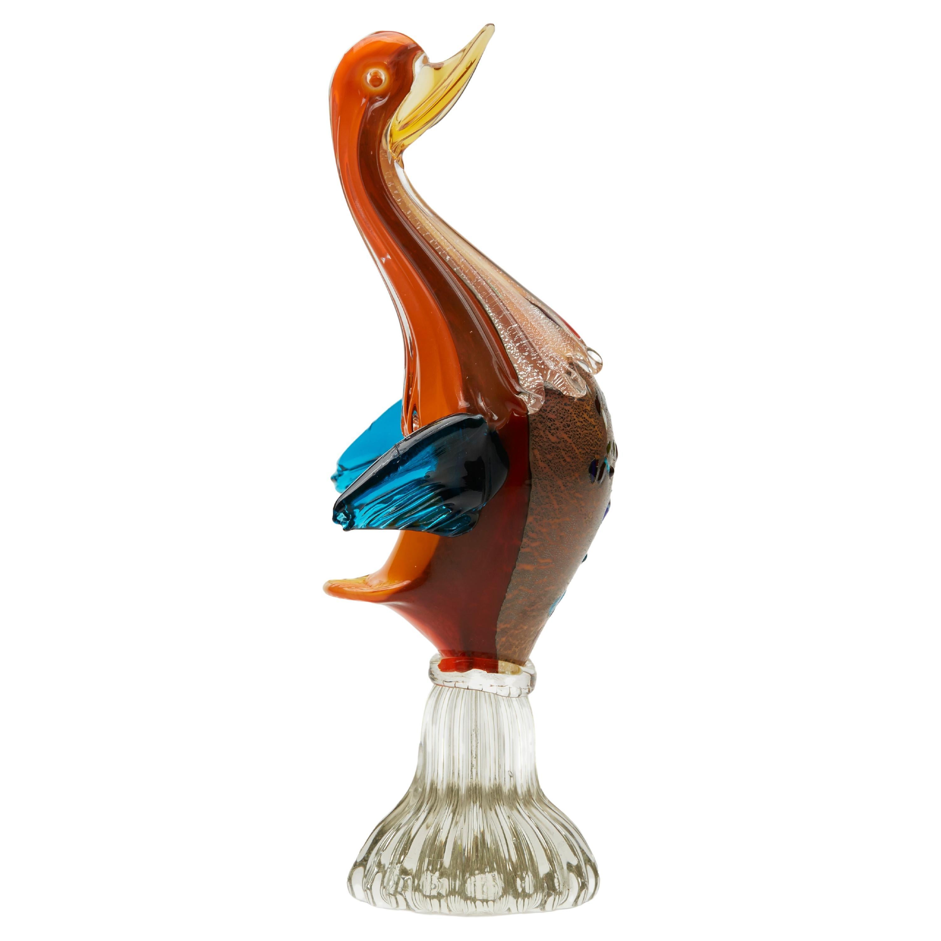 Vintage Murano Coloured Glass Bird For Sale