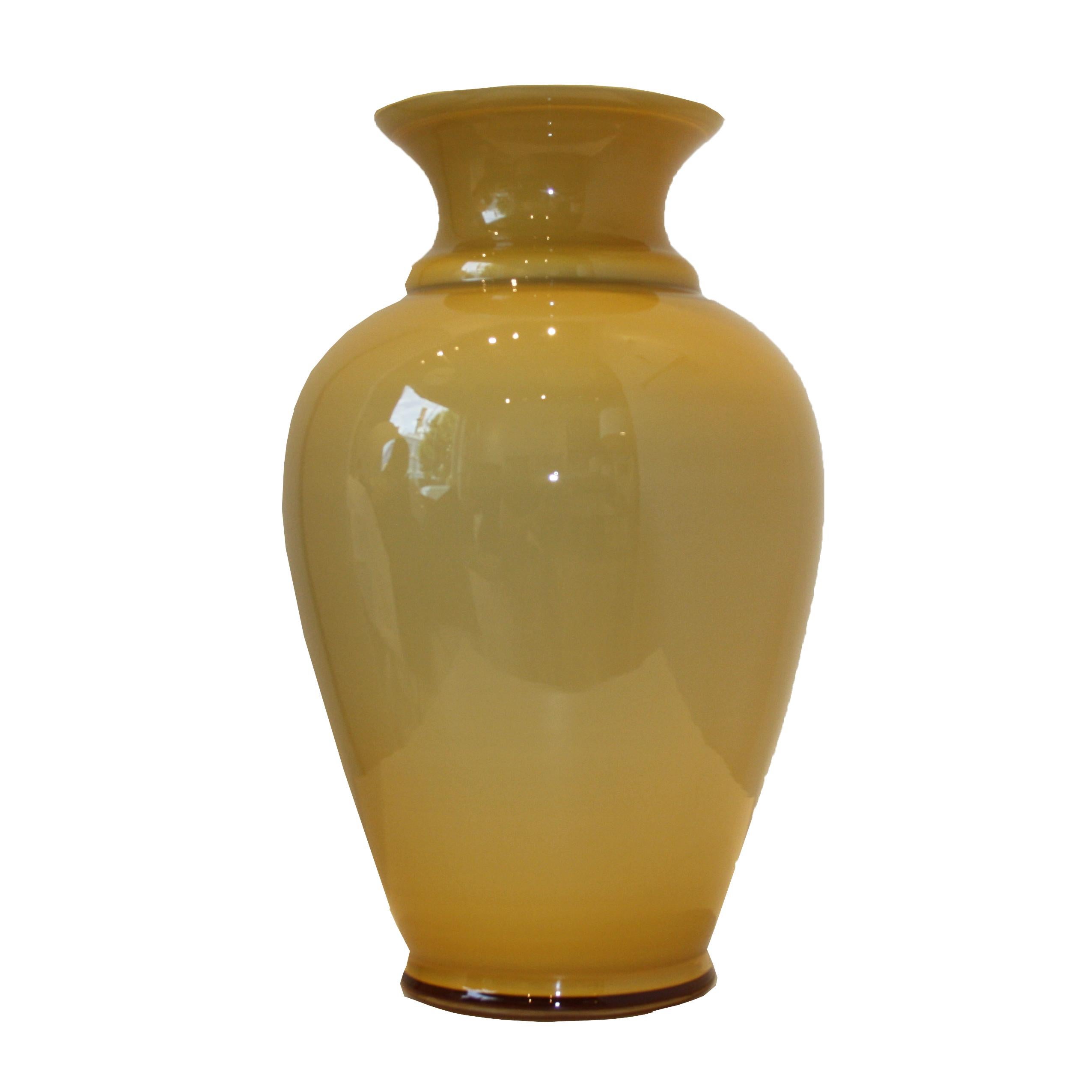 Vintage Murano Contrasting Mustard Vase For Sale