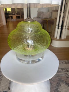 Vintage Murano Crackle Glass lamps in Chartreuse