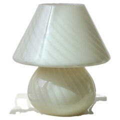 Vintage Murano Cream Yellow Swirl Mushroom Table Lamp