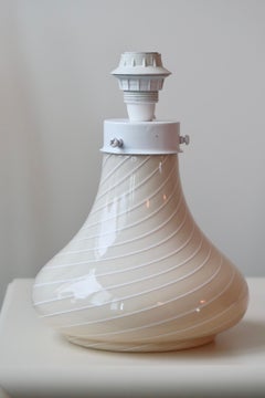 Vintage Murano Creme White Swirl Lamp Base 70s Italian Mouth Blown Glass