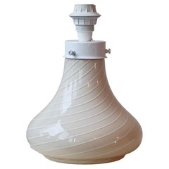 Vintage Murano Creme White Swirl Lamp Base 70s Italian Mouth Blown Glass