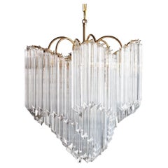 Vintage Murano Crystal Chandelier in the Style of Venini, Italy 1970s