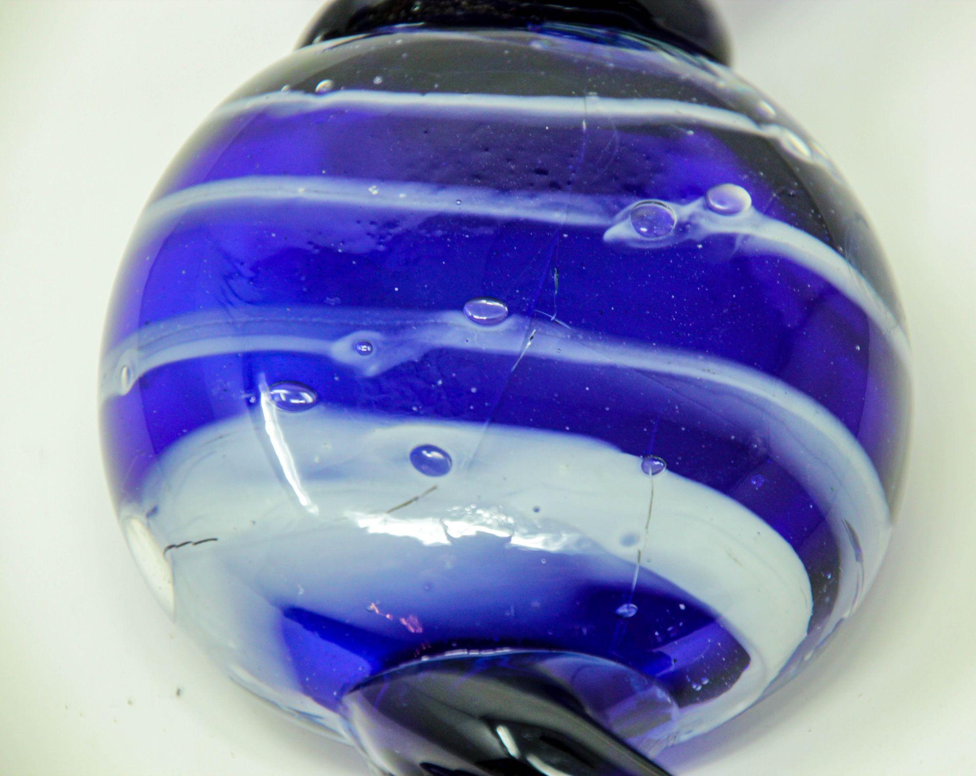 20th Century Vintage Murano Decorative Blown Glass Wrapped Blue Hard Candy Paper For Sale