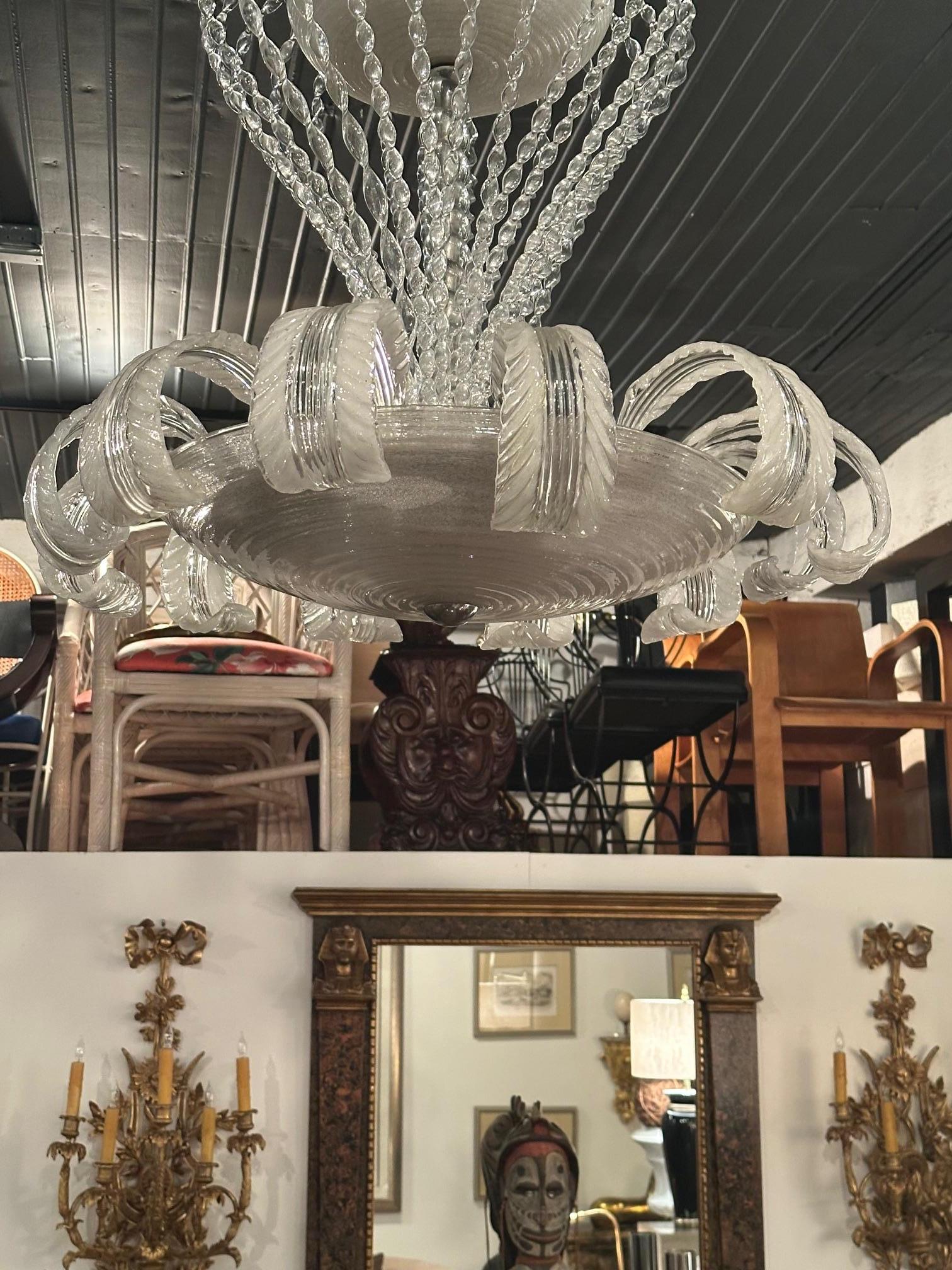 Metà XX secolo Lampadario d'epoca di Murano squisito e raro in vendita