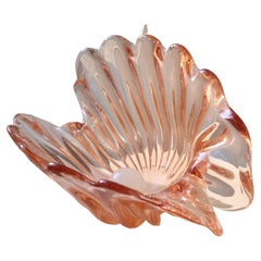 Vintage Murano extra large shell clam bowl salmon glass L: 37 cm