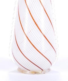 Vintage Murano Filigree Glass Vase  by D. Martens, 1950s