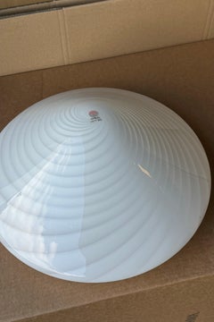 Lampada da soffitto a incasso vintage di Murano in vetro bianco a spirale, Italia, anni '70