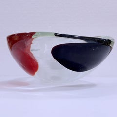 Red, White, Black Mid-Century Modern Murano Glass a Pentoni Bowl, Fratelli Toso