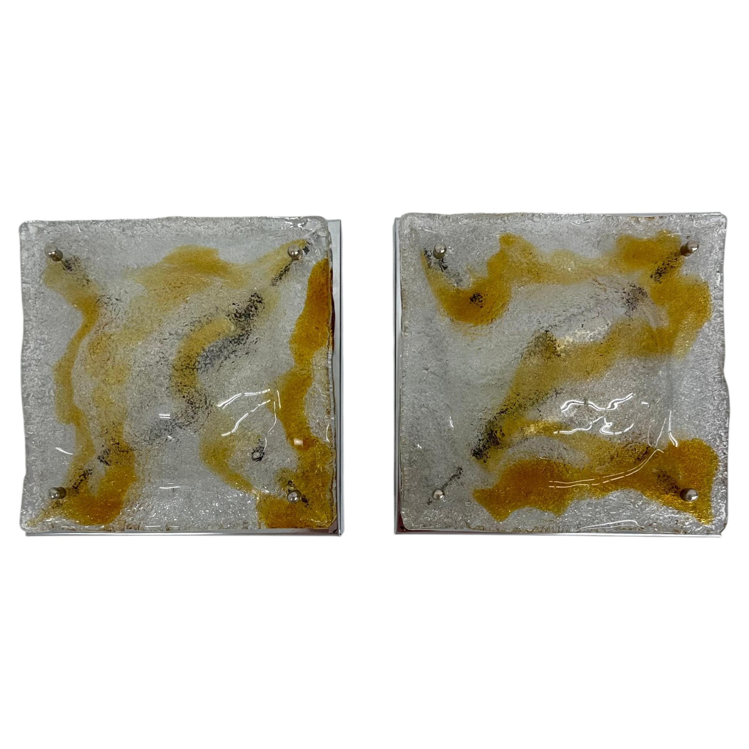 Appliques murales abstraites en verre de Murano vintage, fabriquées par Mazzega, Italie, 1960, lot de 2