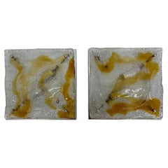 Vintage Murano Glass Abstract Wall Sconces from Mazzega, Italy, 1960, Set of 2