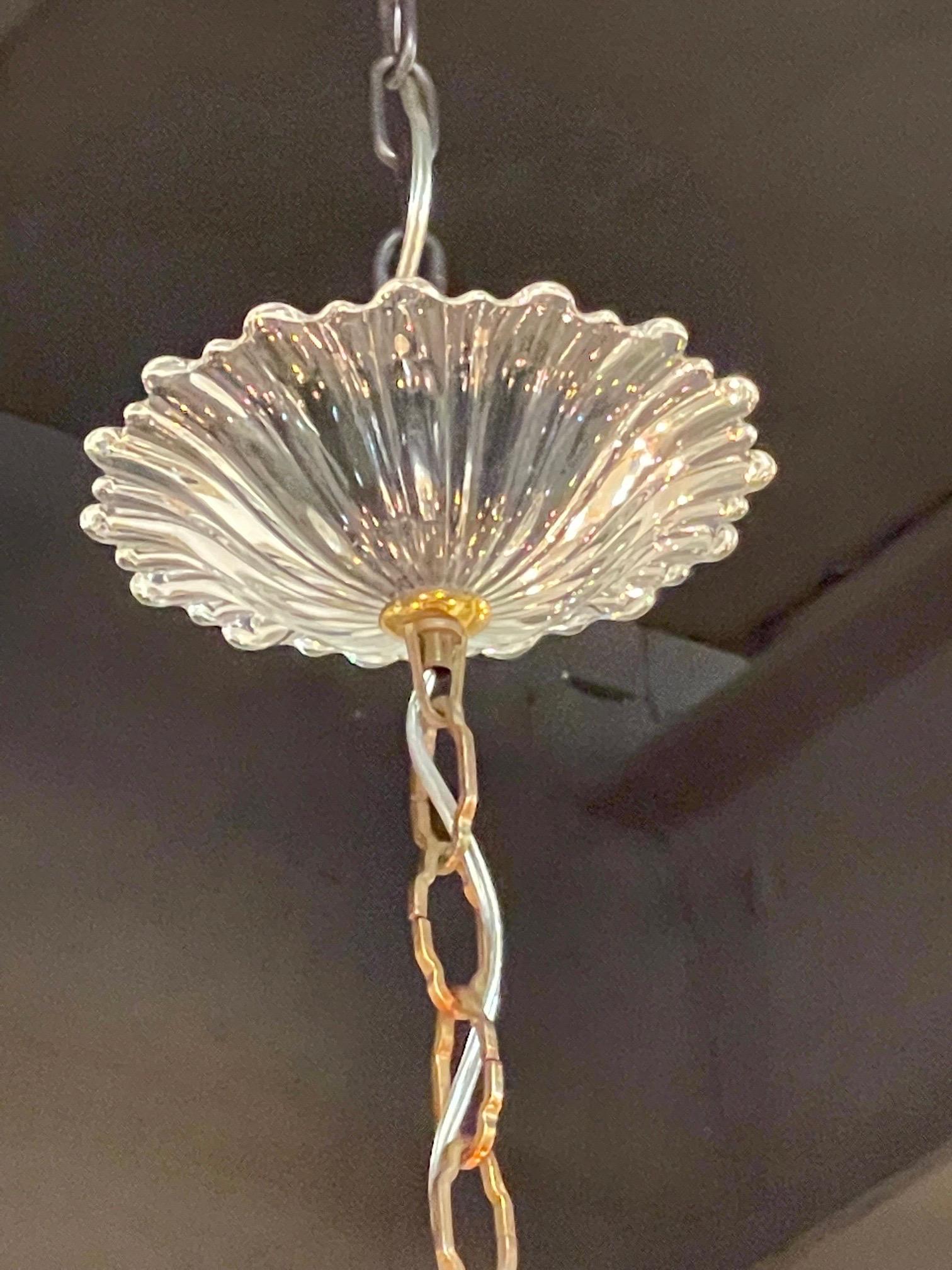 Vintage Murano Glass and Brass 2 Tier Chandelier by Barovier 2