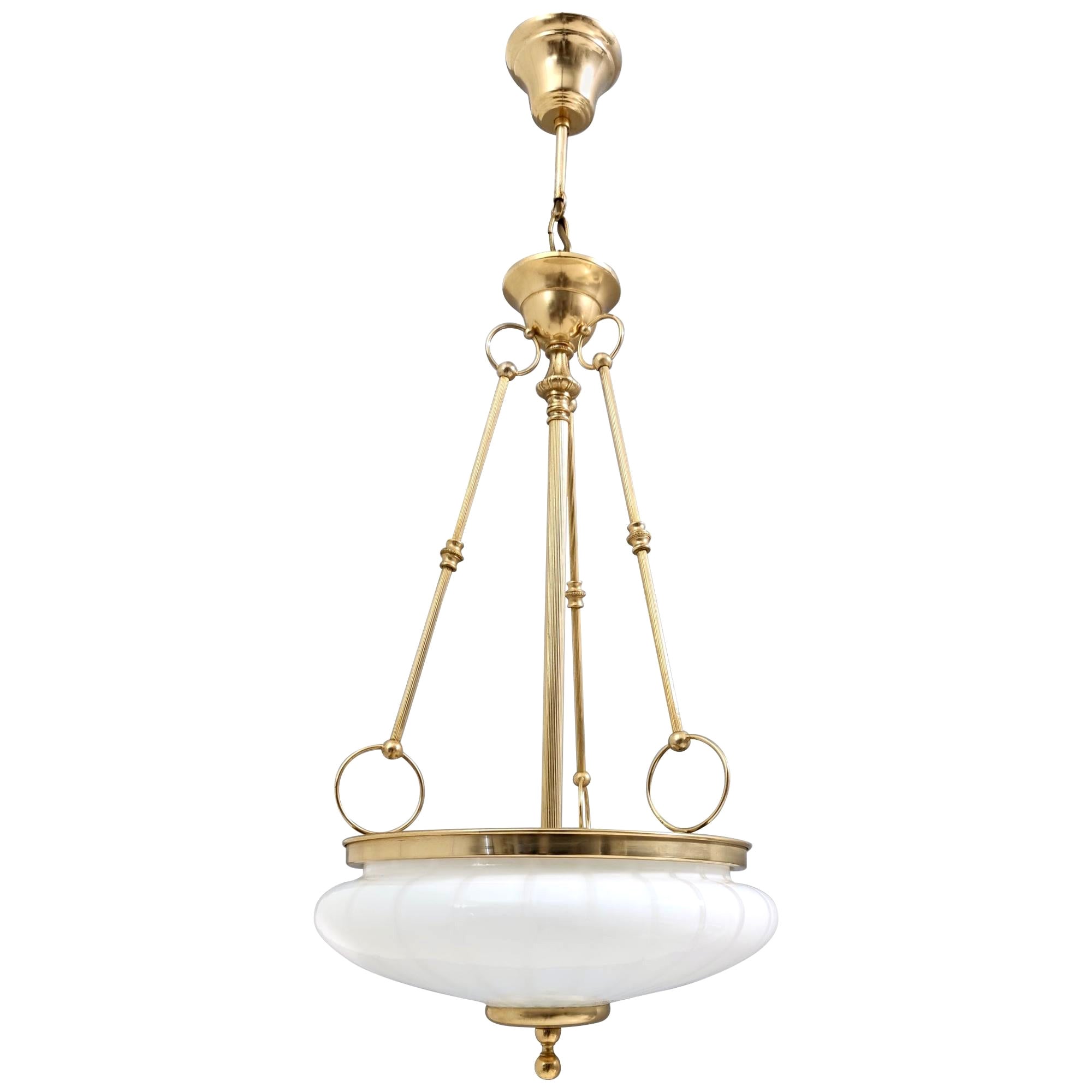 Vintage Murano Glass and Brass Ceiling Light in Neoclassical Style, Italy
