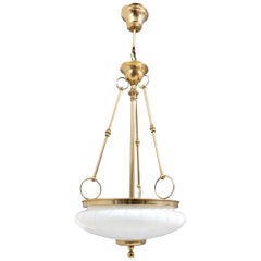 Plafoniera d'epoca in vetro di Murano e ottone in stile neoclassico, Italia