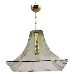 Vintage Murano Glass and Brass Pendant Lamp by "La Murrina", Italy, 70s