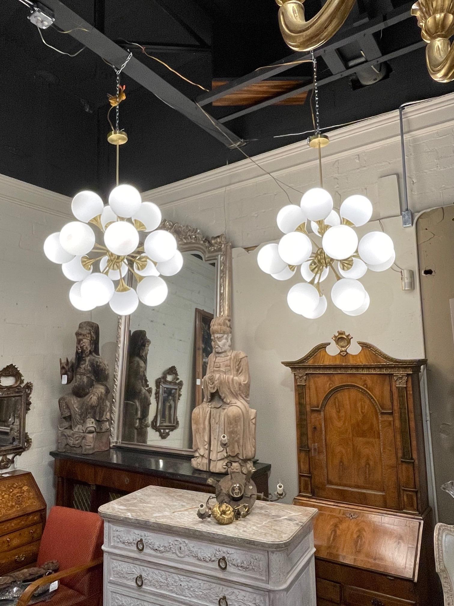 Phenomenal vintage Murano glass and brass sputnik cloud chandeliers. These are exceptional quality and they create a huge impact! Stunning!! Note: Price listed is for 1 (there are 2 available).