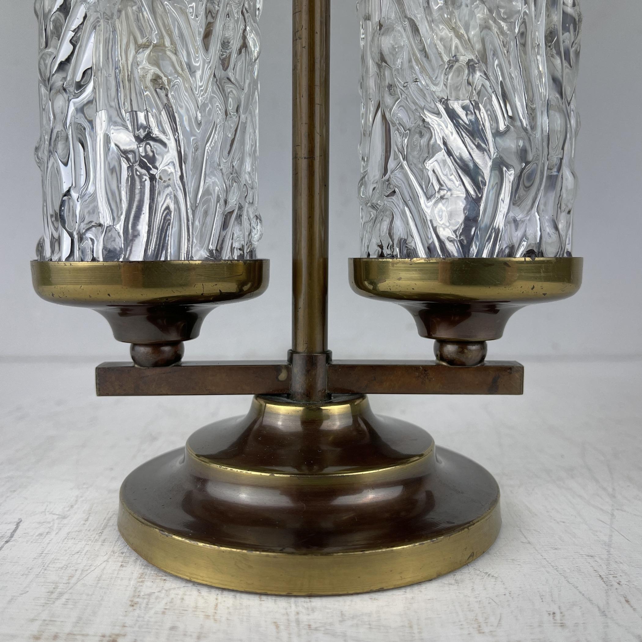 Verre de Murano Lampe de bureau vintage en verre de Murano et laiton, Italie, années 1960 en vente