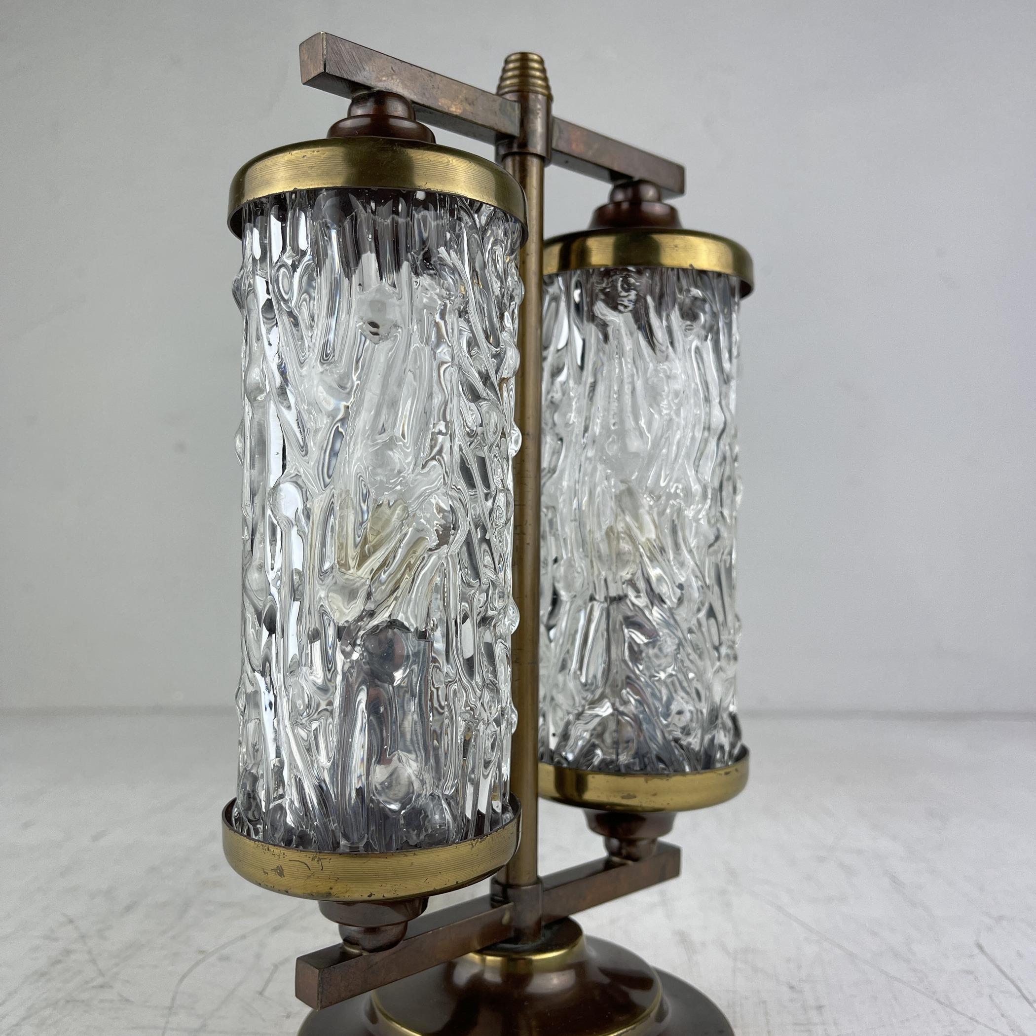 Vintage Murano Glass and Brass Table Lamp, Italy, 1960s For Sale 3