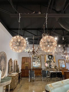 Vintage Murano Glass and Crystal Sputnik Globe Chandeliers