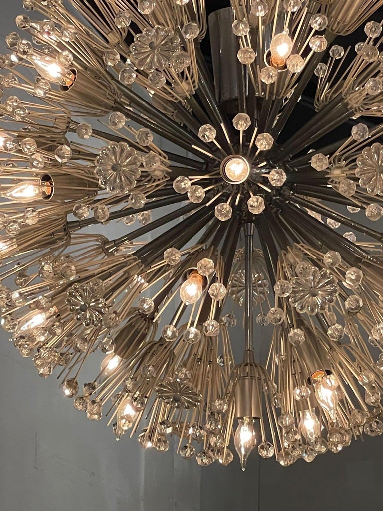 Vintage Murano Glass and Crystal Sputnik Globe Chandeliers For Sale at