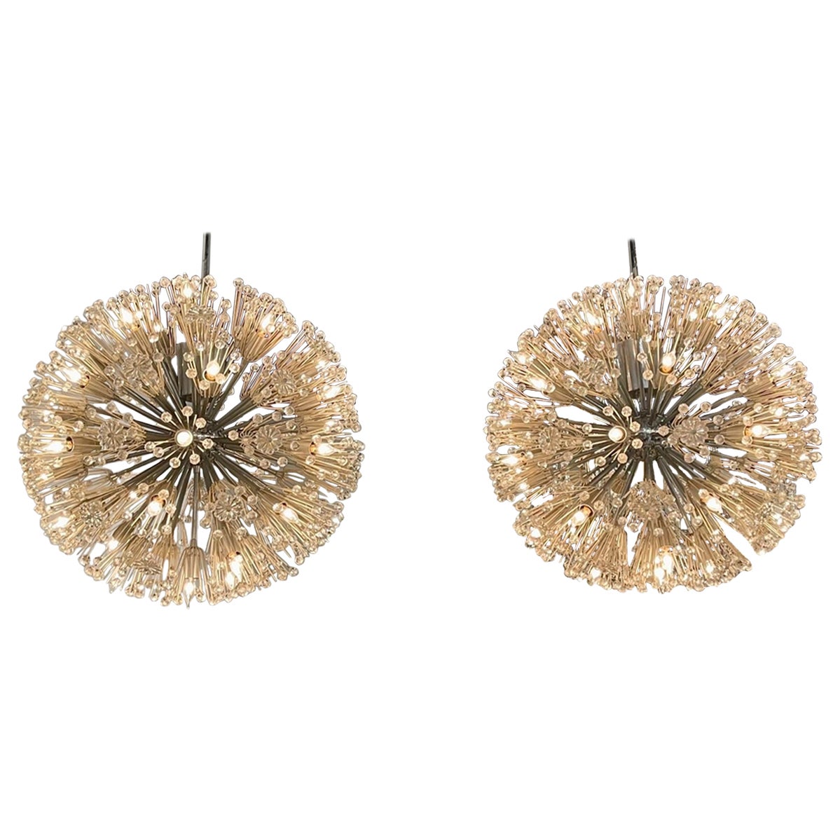 Vintage Murano Glass and Crystal Sputnik Globe Chandeliers