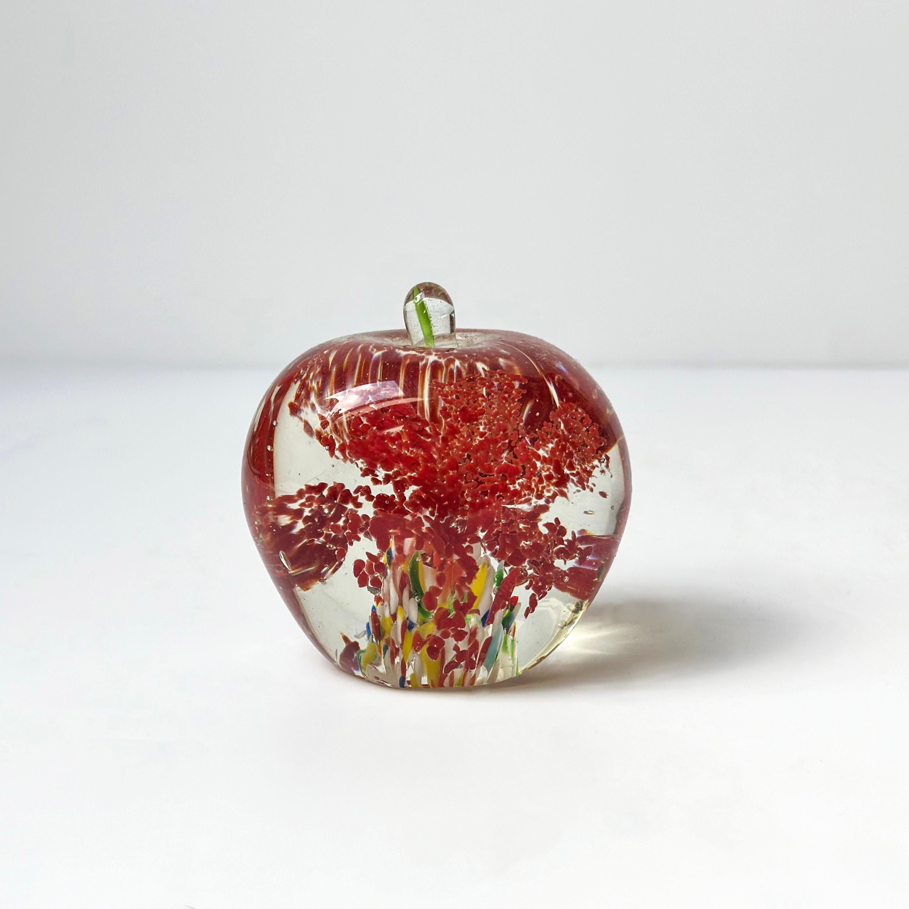 Late 20th Century Vintage Murano Glass Apple Shaped Paperweight  For Sale