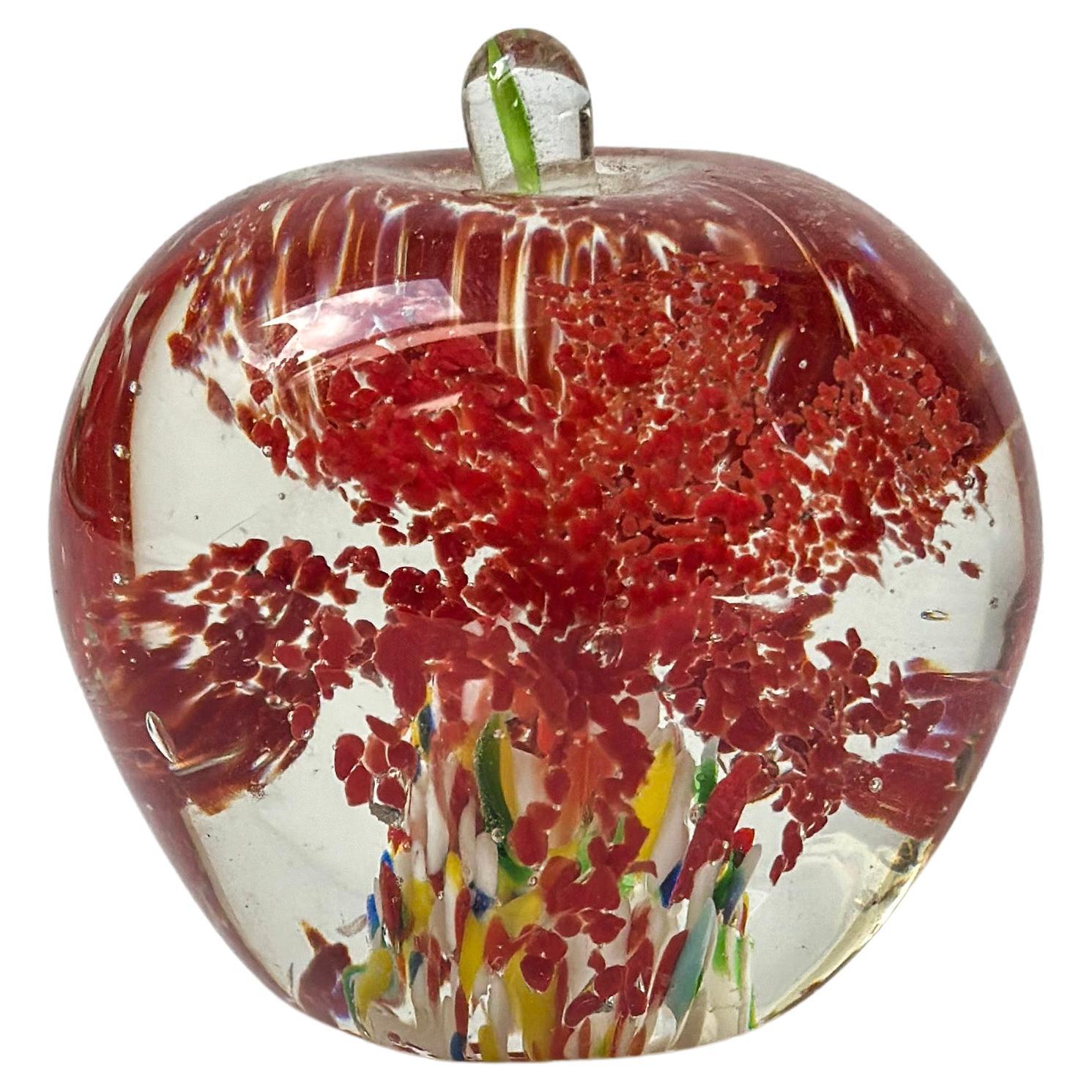 Vintage Murano Glass Apple Shaped Paperweight  For Sale