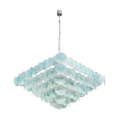 Vintage Murano Glass Aqua Disc Chandelier