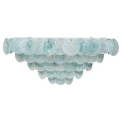 Vintage Murano Glass Aqua Disc Chandelier