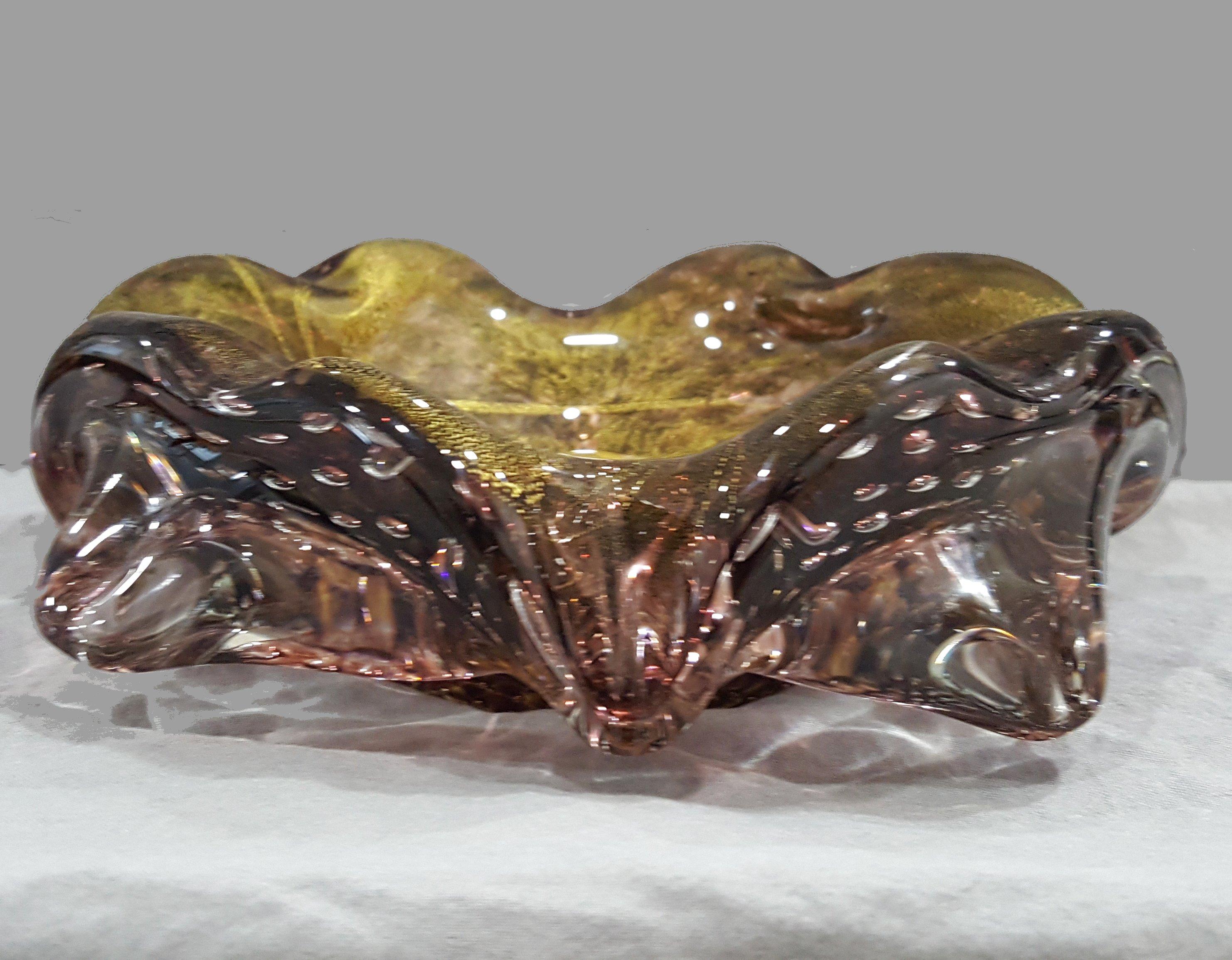 Vintage Murano Glass Ashtray / Bowl / Dish by Galliano Ferro-Has Original Label For Sale 5