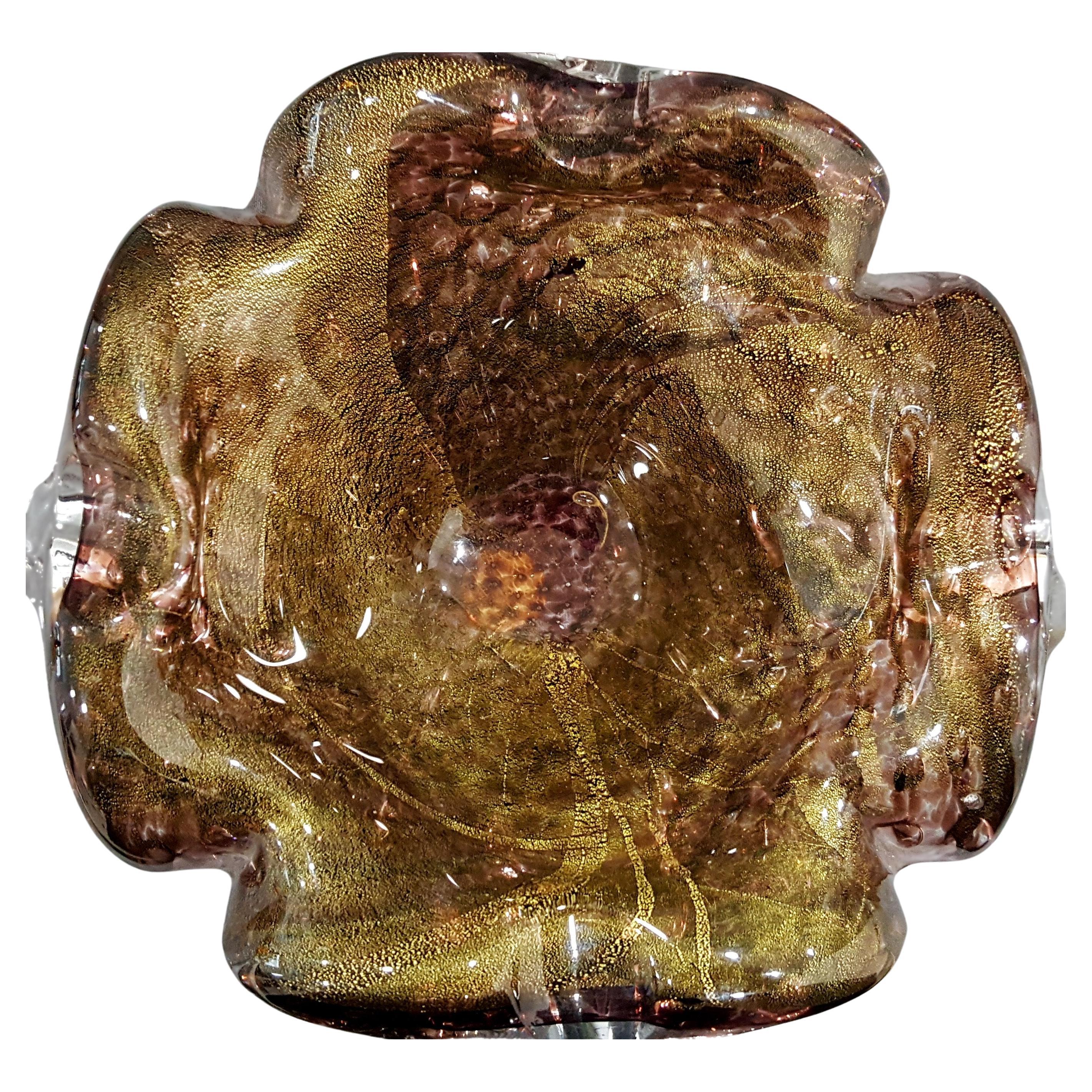 Vintage Murano Glass Ashtray / Bowl / Dish by Galliano Ferro-Has Original Label en vente