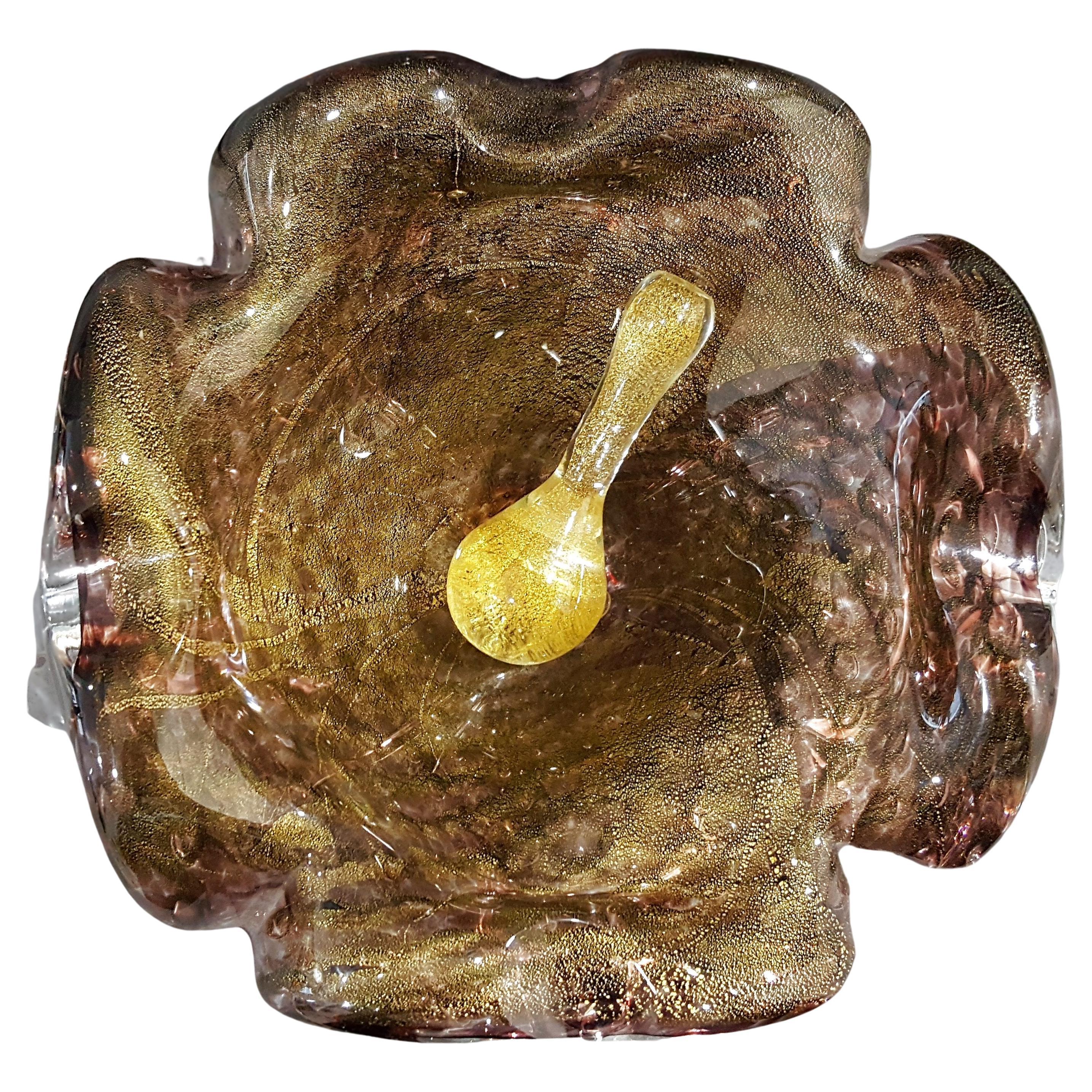 Vintage Murano Glass Ashtray W/Snuffer by Galliano Ferro - Has Original Label For Sale