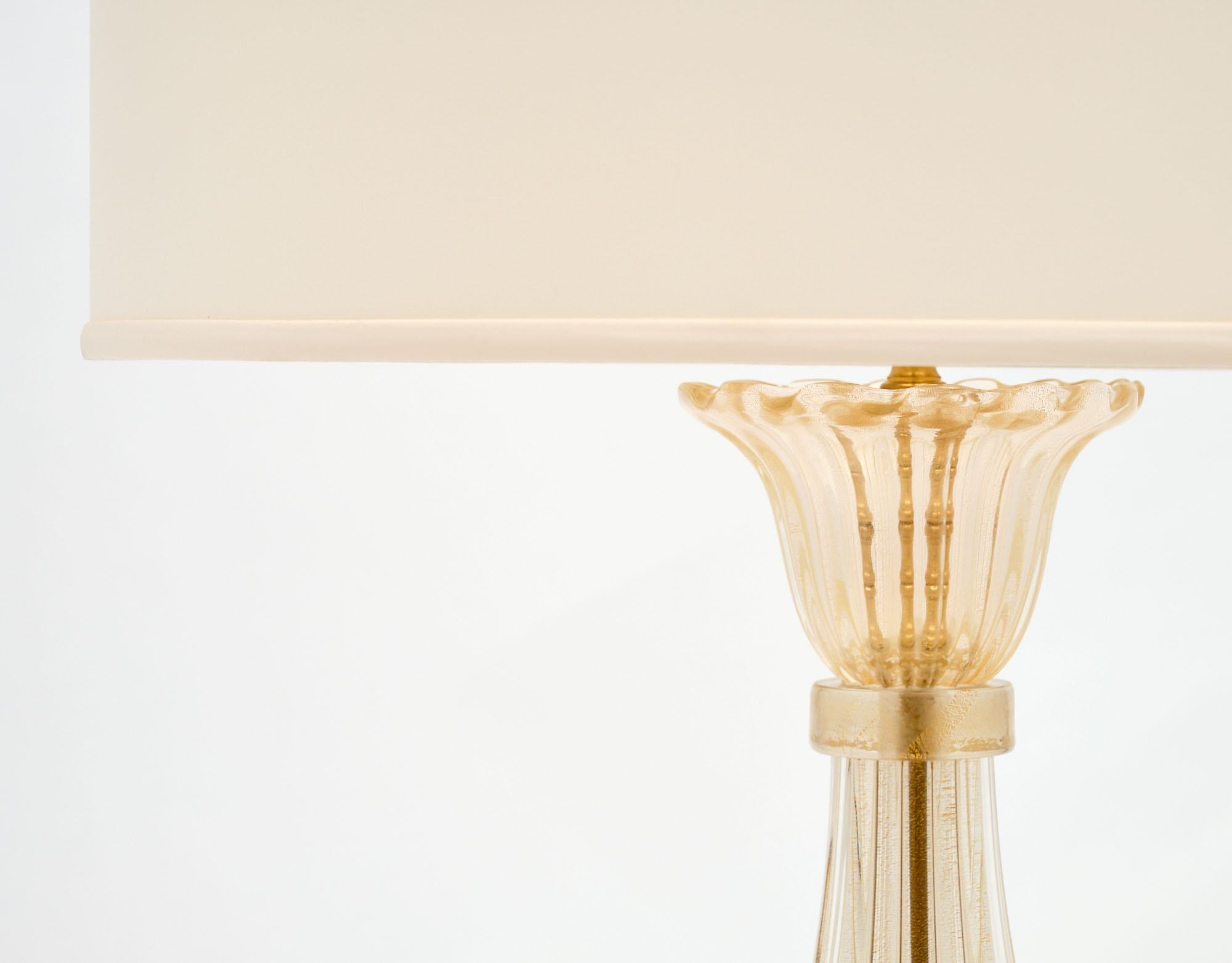 Italian Vintage Murano Glass Avventurina Lamps