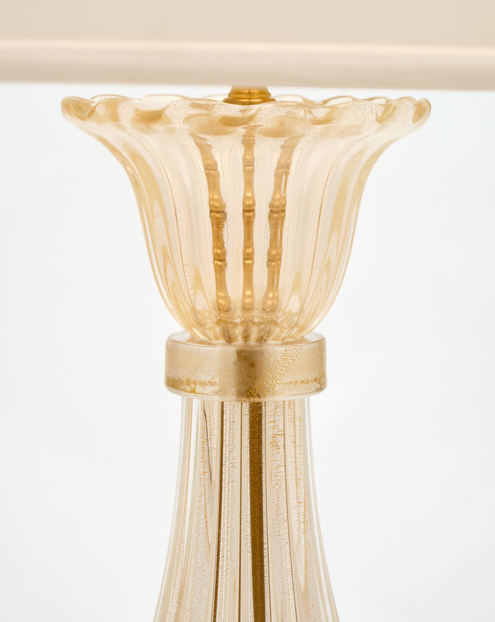Vintage Murano Glass Avventurina Lamps In Good Condition In Austin, TX